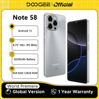 【Brand+】Global Version DOOGEE Note 58 8GB RAM 128GB ROM 6.75" HD+ 90Hz IPS Screen 6250mAh Large battery NFC Android 15