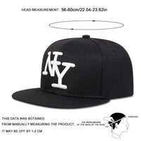 1PC Adjustable Snapback Caps For Men And Women, NY Embroidered Flat Hip Hop Sun Protection Casual Headwear For Travel Holidays