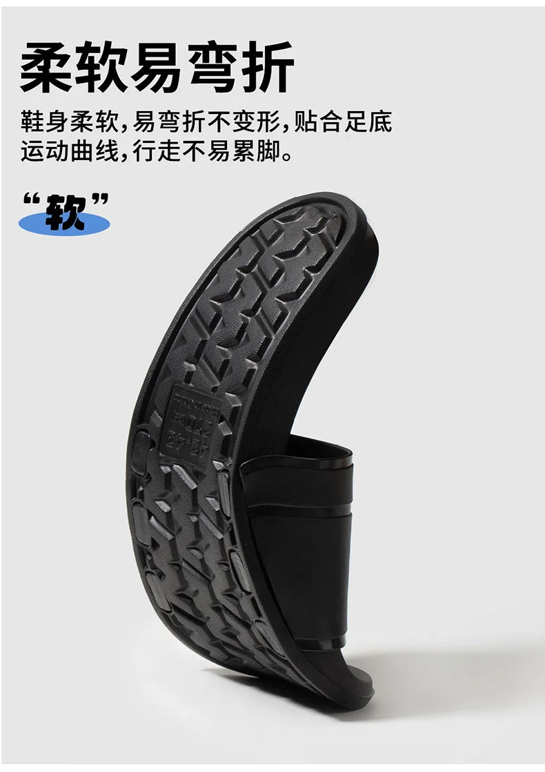 2024 New Summer Men's Solid Home Slides Casual Non Slip Open Toe Slides For Indoor Walking And Bathroom Shower