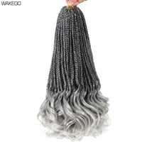 14 18 24 Inch French Curl Box Braids Crochet Hair Ombre Brown to Blonde Prelooped Synthetic French Curls Braiding Hair for Women