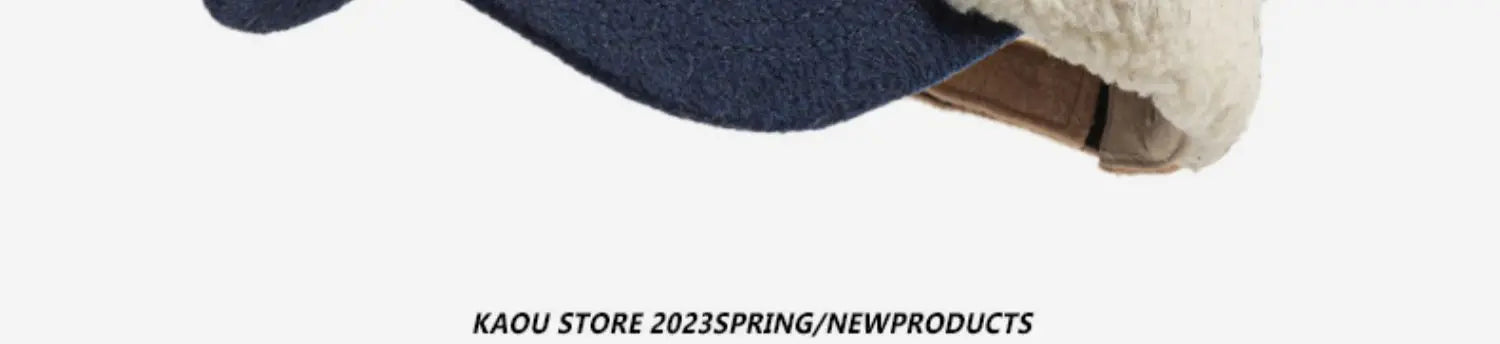 Retro Woolen Color Matching Bomber Hat Men and Women Street Japanese Trend Peaked Cap Plush Thermal Ear Protection Baseball Cap