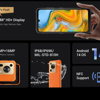 Fossibot F112 PRO 5G Rugged Smartphone 6.88" HD+ 7150mAh 24GB(8+16) 256GB Mobile Phone 50MP Environmentally Friendly Cellphone