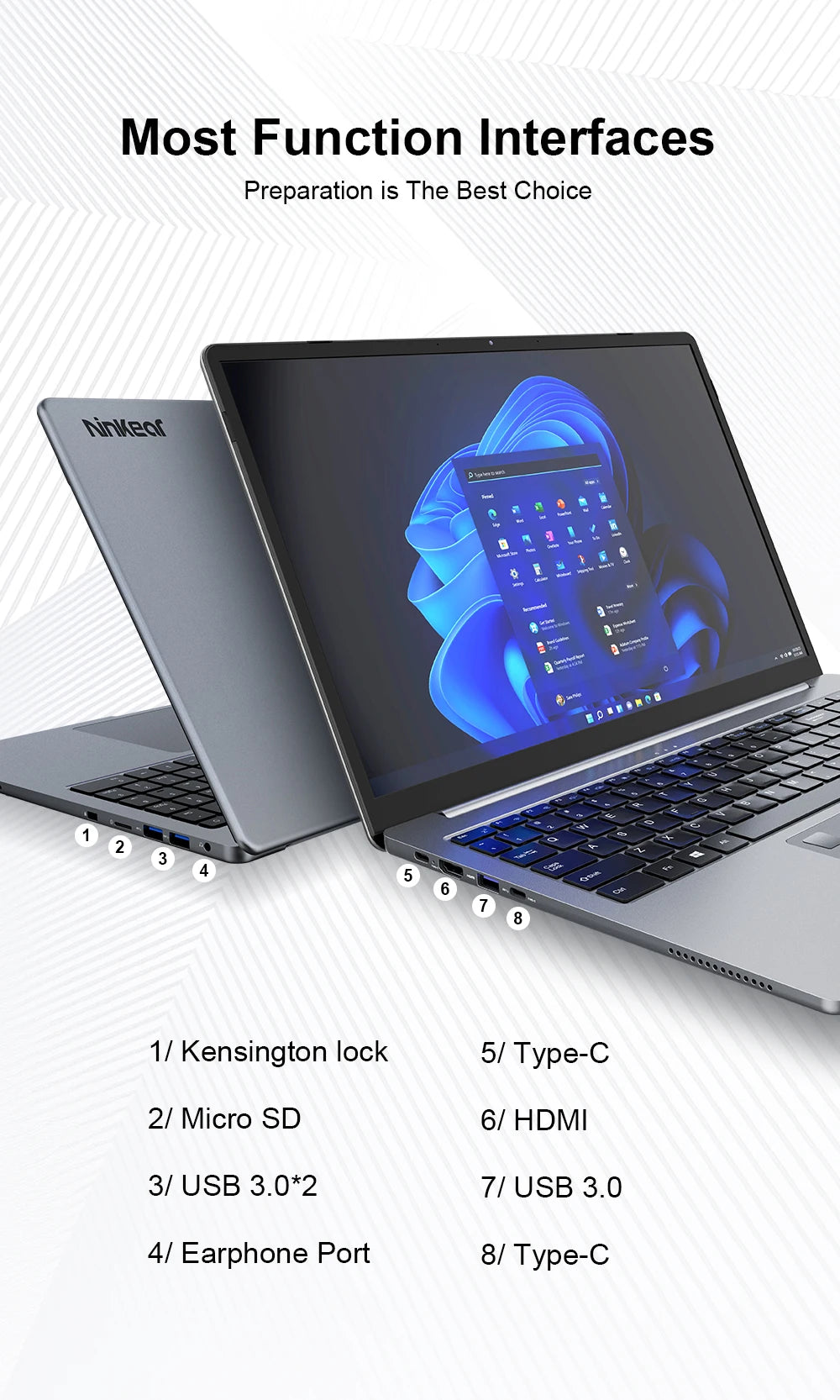 Ninkear A15 Pro Laptop AMD Ryzen 5 5500U 16 inch 120Hz 2560*1600 Display Screen 16GB 512GB Fingerprint Unlock Notebook Computer