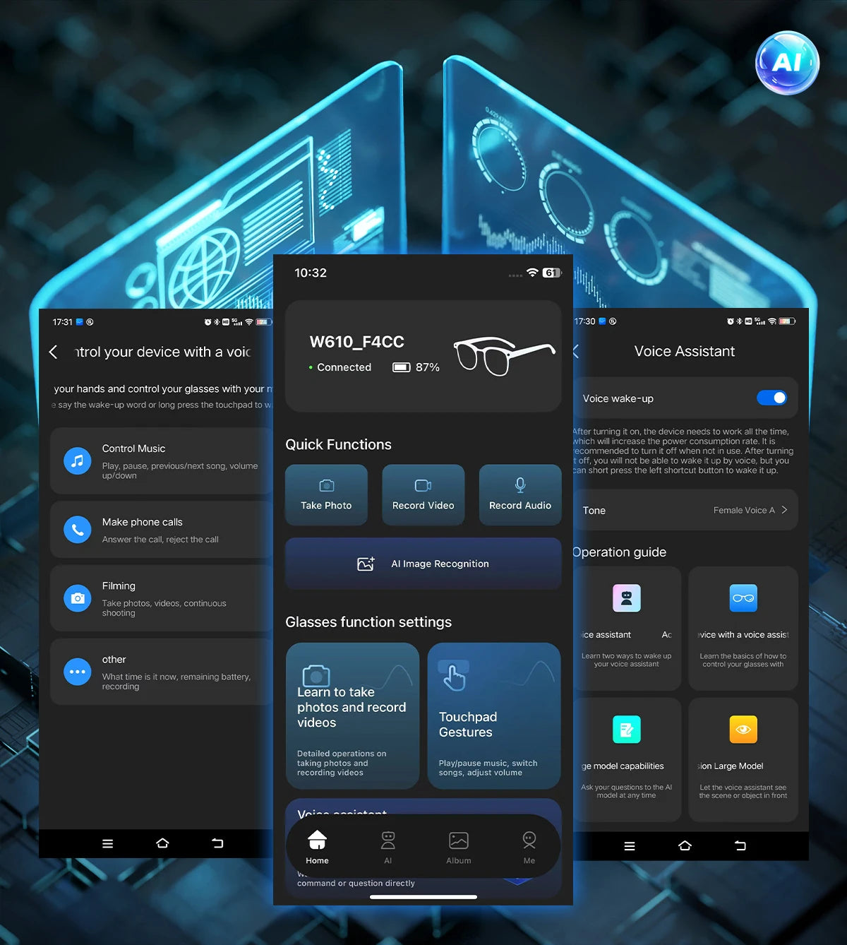 2025 New Smart Glasses With Red Coated Lenses W610 800W HD Camera 32GB Photo Video Shooting AI Translation Recognition Glasses