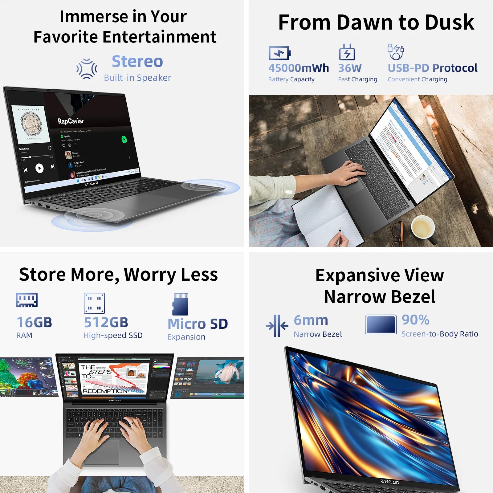 Teclast F17Plus 17.3 inch Laptop Intel N150 16GB RAM 512GB SSD Windows 11 Notebook 180° Flip Computer Backlit Keyboard mini-HDMI