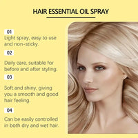 Hair Care Essential Oil Spray Improves Dry And Frizzy Hair, Non-Greasy Lightweight Smooth Hair Strengthening Essential Oil Spray