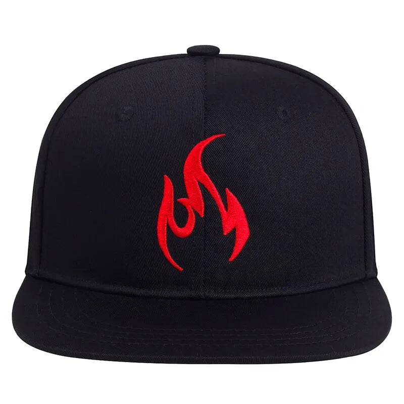 Unisex Flame Embroidery Hip-hop Hats Outdoor Adjustable Casual Baseball Caps Sunscreen Hat