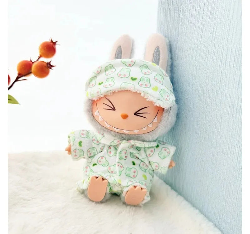 15cm/17cm Labubu I II Dolls Clothes Cute Eye Mask Pajamas Three Piece Set Accessories Clothing Plush Doll'S Clothes