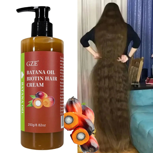 GZE Batana Oil Biotin Hair Cream Strong Hair Anti-Breakage Repair Split Ends Silky For Dry Hair