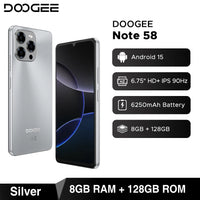 【Brand+】Global Version DOOGEE Note 58 8GB RAM 128GB ROM 6.75" HD+ 90Hz IPS Screen 6250mAh Large battery NFC Android 15