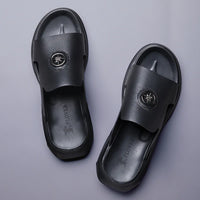 Luxury Men's Genuine Leather Sandals Classic Roman Men Shoes Slippers Soft Comfortable Men Non-slip Walking Slippers Footwea
