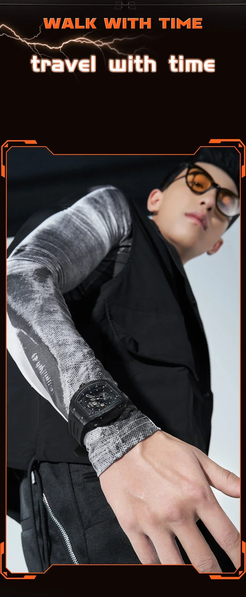 Mark Fairwhale 6014 Brand Rubber Strap Waterproof Luminous Men's Automatic Mechanical Watch Barrel Shape Watches for Men