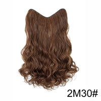 20Inch Synthetic Long Wavy Curly 4 Clip in Hair Extension V-shaped Heat Resistant Black Blonde Hairpiece for Women