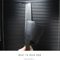 2025 New Arrival Men Genuine Leather Skull Slippers Men's Solid Flat Non-slip Rubber Soles Metal Skull Slides Unisex