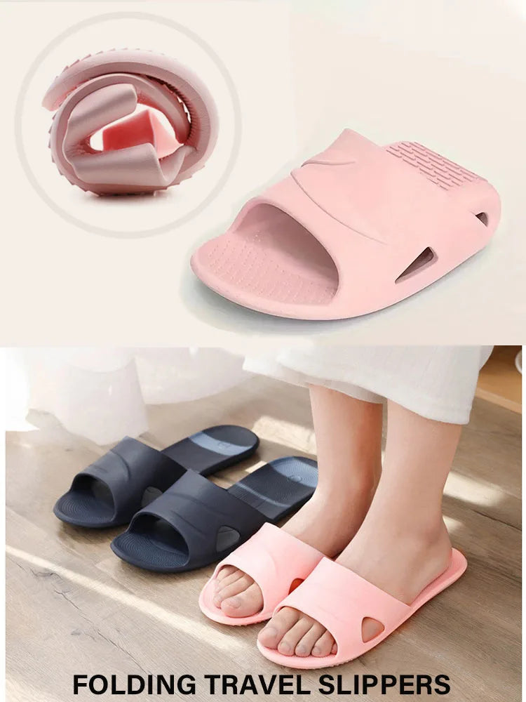 2024 New Foldable EVA House Slippers Portable Hotel Travel Slipper Bathroom Non-Slip Slides Home Indoor Flat Shoes for Men Womem