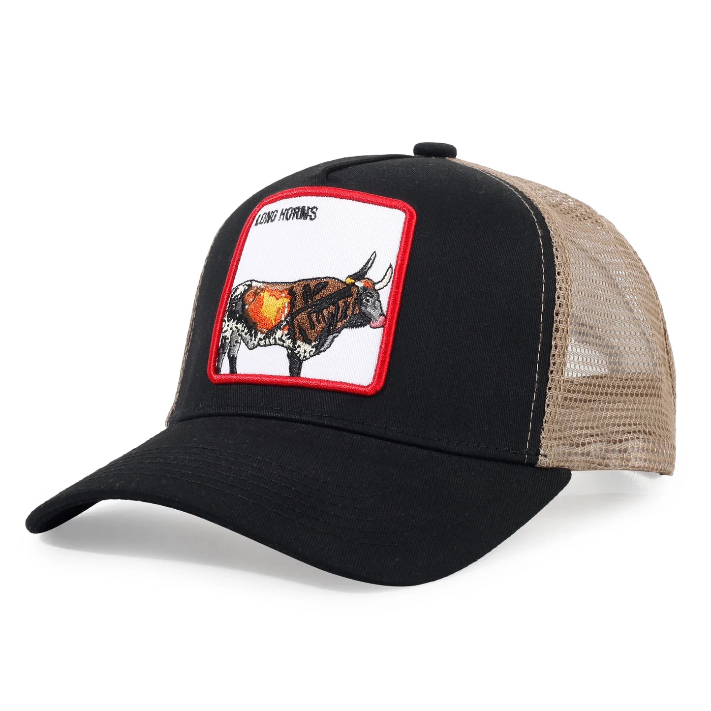 Men's Cartoon Animal Embroidered Baseball Caps Male Snapback Mesh Hats Hip Hop Caps for Men Female Outdoor Mesh Sun Hat