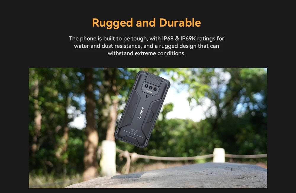 CUBOT Kingkong Power Outdoor Smartphone Android13,16GB+256GB,10600mAh(33W)/6.5”/48MP+20MP Night Vision,IP68/Dual 4G SIM/NFC/GPS