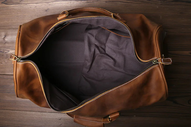 New Retro Male Carry-on Bag Europe And America Crazy Horse Leather Travel Bag Layer Cowhide Large Capacity Single Shoulder Bag