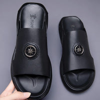 Luxury Men's Genuine Leather Sandals Classic Roman Men Shoes Slippers Soft Comfortable Men Non-slip Walking Slippers Footwea