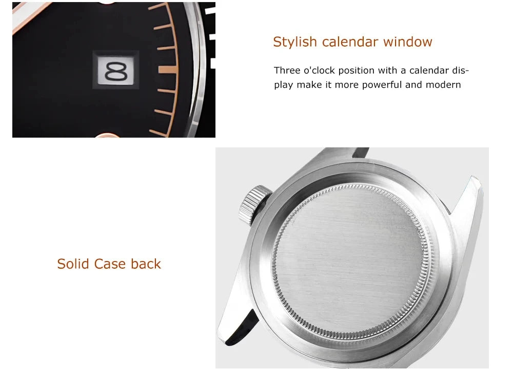 Custom Logo Diy NH35 Movement 1612 Luxury 41mm Biwan Business Men Watches Automatic Mechanical Date Diving Waterproof Glow Watch