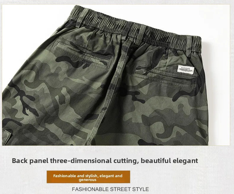 2025 NewMen's Fleece-Lined American Camouflage Casual Multi-Pocket Loose Zipper Jogger Pants Autumn Youth Trendy Workwear