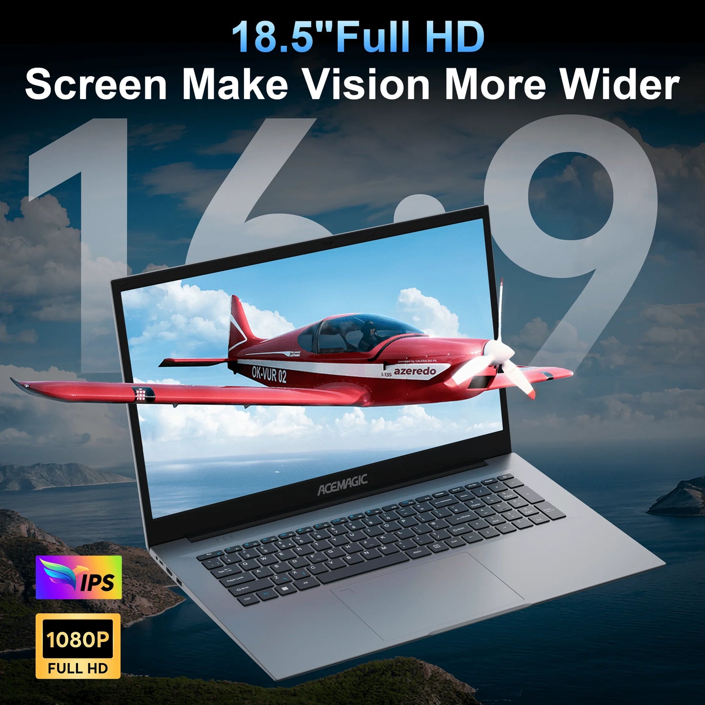 KAMRUI Laptop Computer 18.5" FHD 8000mAh Intel N150 Quad-Core Windows 11 PRO 16GB DDR4 RAM 512GB M.2 SSD WiFi5 Desktop Notebook