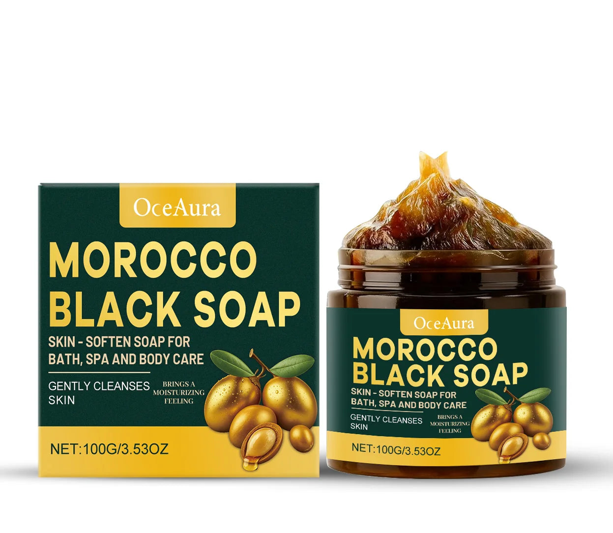 100g Moroccan Black Soap Acne Removal Deep Cleaning Exfoliating Reduce Dark Spots Pimple Revitalizing Smooth Skin Body Wash Soap