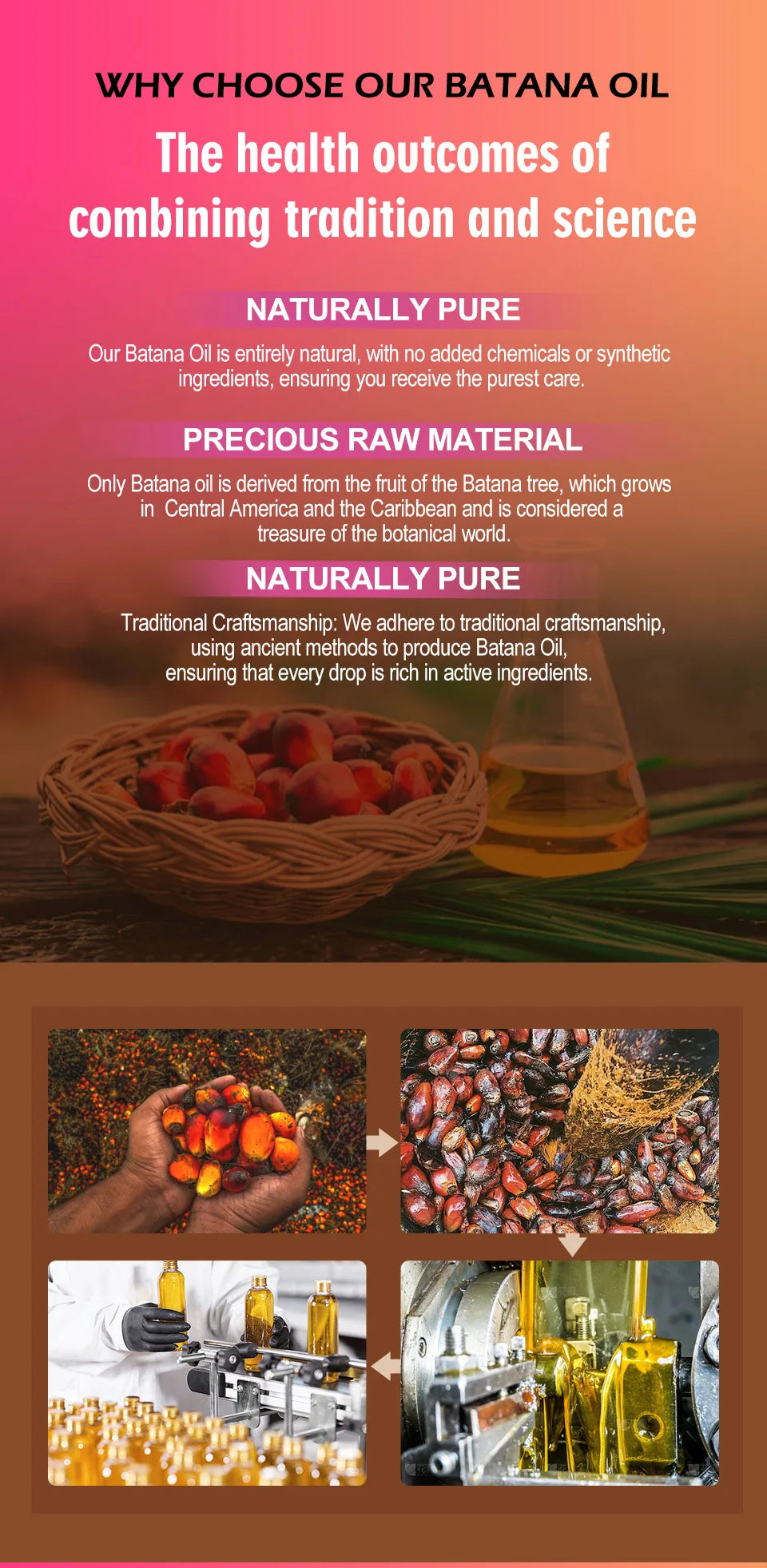 100% Pure Batana Oil From Honduras Natural Batana Butter For Hair Growth Alopecia Areata Hair Loss Treatment For Men & Women