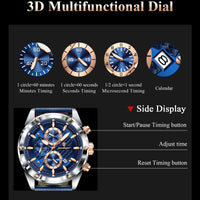 POEDAGAR Luxury Sports Man Wristwatch Military Quartz Men Watch Waterproof Luminous Chronograph Date Leather Men's Watches Reloj