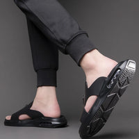 Luxury Men's Genuine Leather Sandals Classic Roman Men Shoes Slippers Soft Comfortable Men Non-slip Walking Slippers Footwea