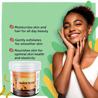 2 Pack GZE African Black Soap 3-in-1 Face, Hair, and Body Cleanser - Deeply Cleanses and Moisturizes Skin and Hair -  Handmade