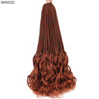 14 18 24 Inch French Curl Box Braids Crochet Hair Ombre Brown to Blonde Prelooped Synthetic French Curls Braiding Hair for Women
