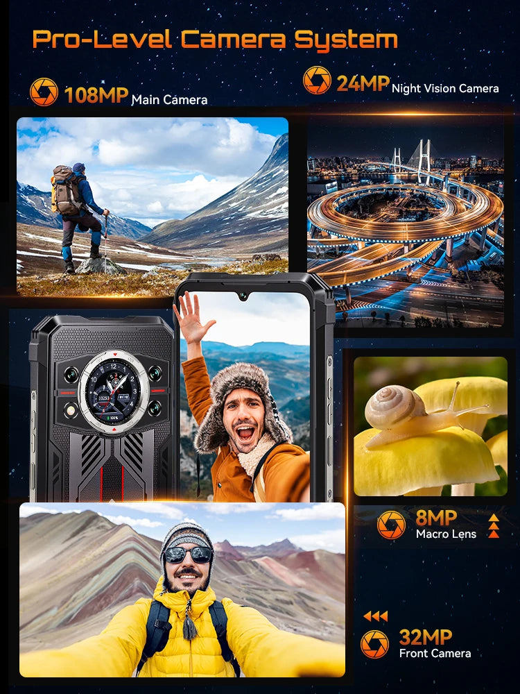 Rugged Smartphone 5G Cubot KingKong 11, 10200mAh Battery, Dimensity 7025, 6nm, 2.5GHz, 32GB RAM(16+16), 256GB ROM,108MP Camera