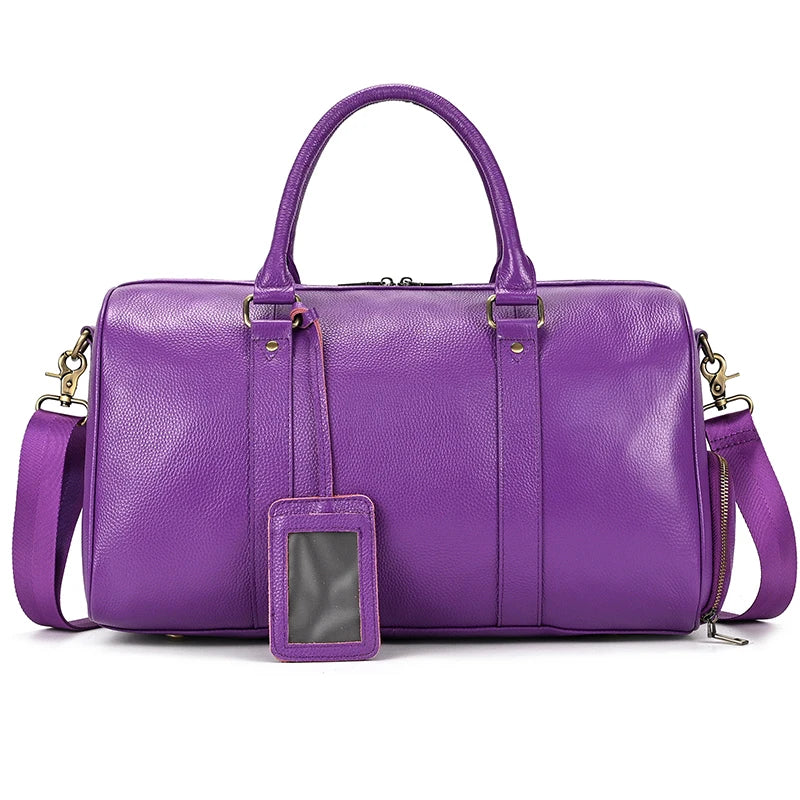 Natural Cowskin Travel Bags Waterproof Men's Leather Overnight Bag Handbag For Plane Luggage Men Male Weekend Bag Business 55cm