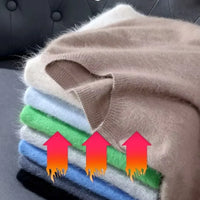 100% Mink Cashmere Knitted Short Sleeved Men's Loose Round Neck Solid Color Half Sleeved Simple T-Shirt Casual Business Cashmere