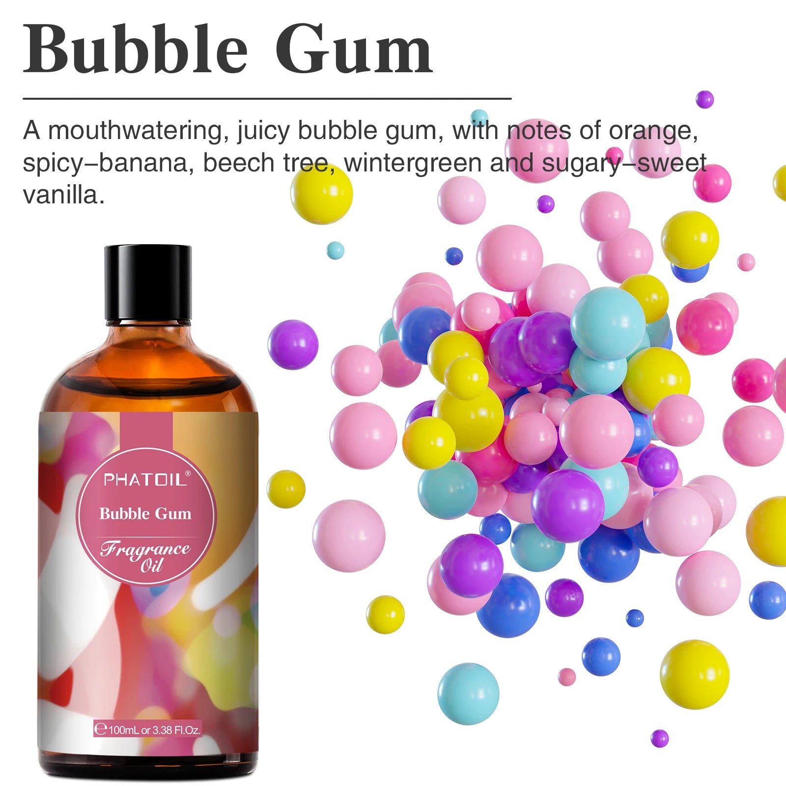 PHATOIL 100ml Aroma Fragrance Oil Fresh Linen Bubble Gum Baby Powder Angel Aromatherapy Essential Oils For Skin Candle Making