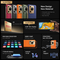 Fossibot F112 PRO 5G Rugged Smartphone 6.88" HD+ 7150mAh 24GB(8+16) 256GB Mobile Phone 50MP Environmentally Friendly Cellphone