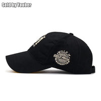 M letter Wolf Totem Embroidery Cotton Adjustable Hard Top Baseball Cap Sun Hat Trucker Caps Dad Hats