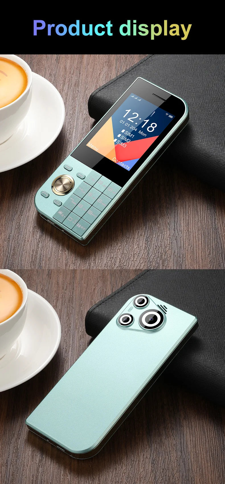 2025 New Push Button Mobile Phone 2.8' Three SIM 3SIM Bluetooth Flashlight MP3 Wireless FM Camera Vibration BigHorn CellPhone