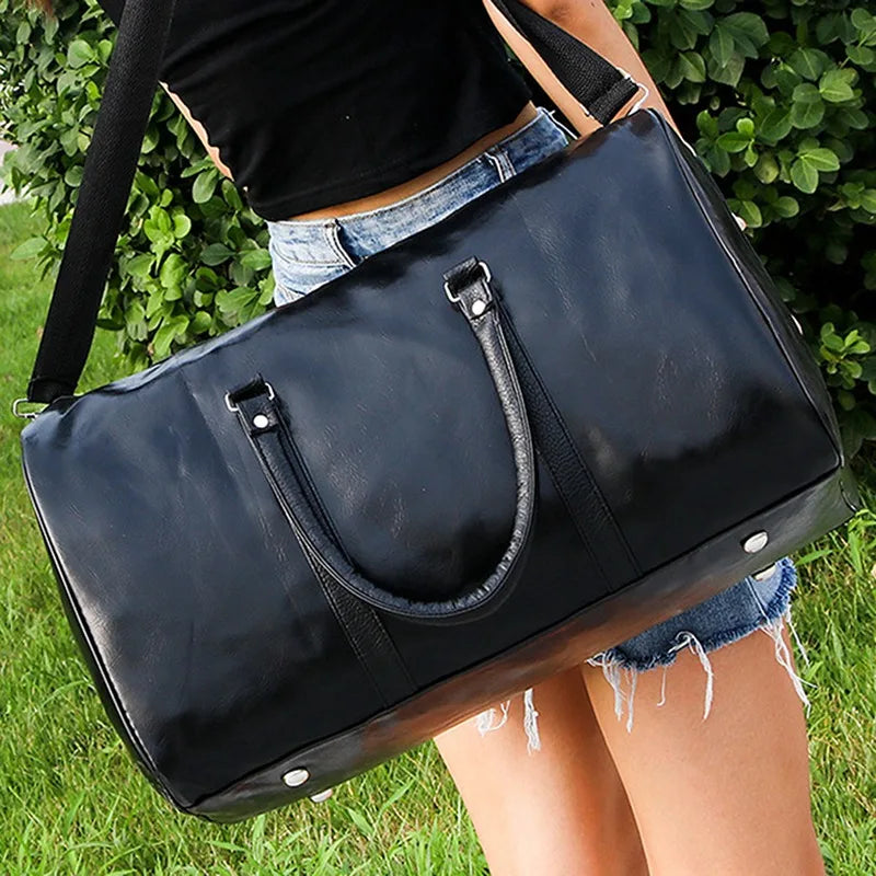 Unisex Large Capacity Waterproof Luggage Bag Portable Sport Weekend Bags Business Duffle Bag Soft Leather Travel Bag Suitcase