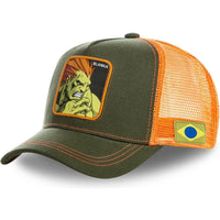 Street Fighter Hat Cosplay Chun Li Ryu KEN BLANKA Cartoon Embroidered Baseball Hat adjustable Mesh Hat Duck Tongue Hat