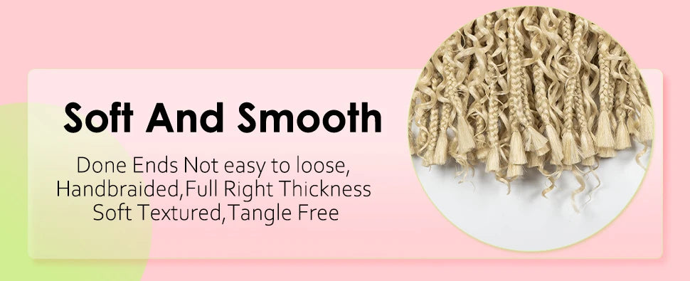 20inch Synthetic Cornrow Braided Wigs Half Braids Half Bohemian Wig 613# for Black Women Knotless Fashion Wig Sytlish