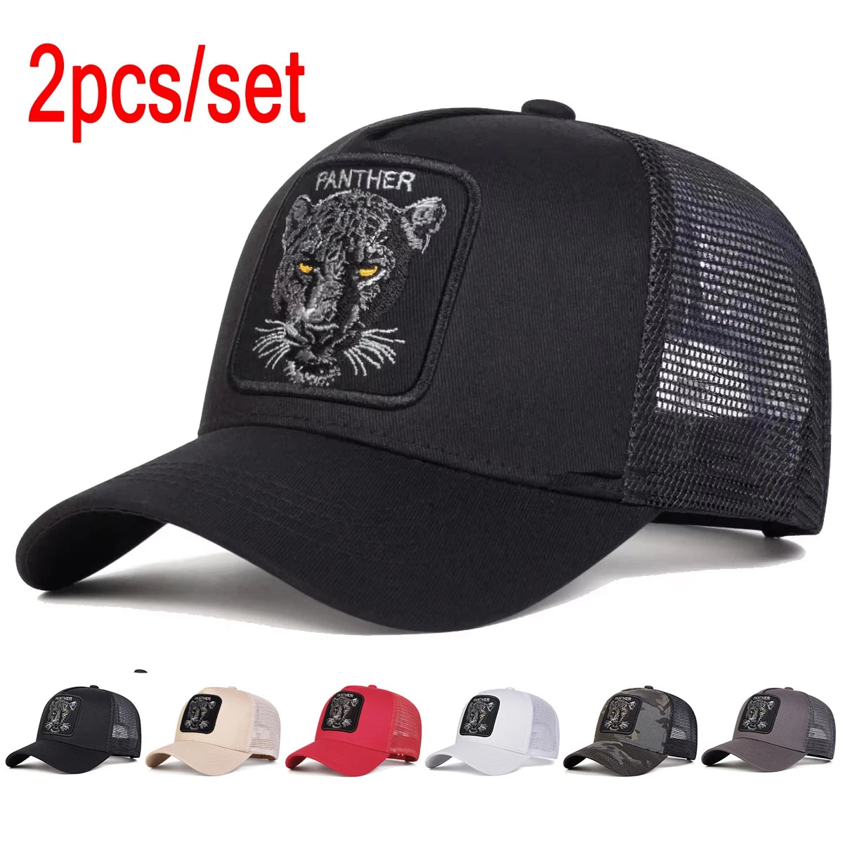 Unisex PANTHER Embroidery Baseball Net Caps Spring and Summer Outdoor Adjustable Casual Hats Sunscreen Hat