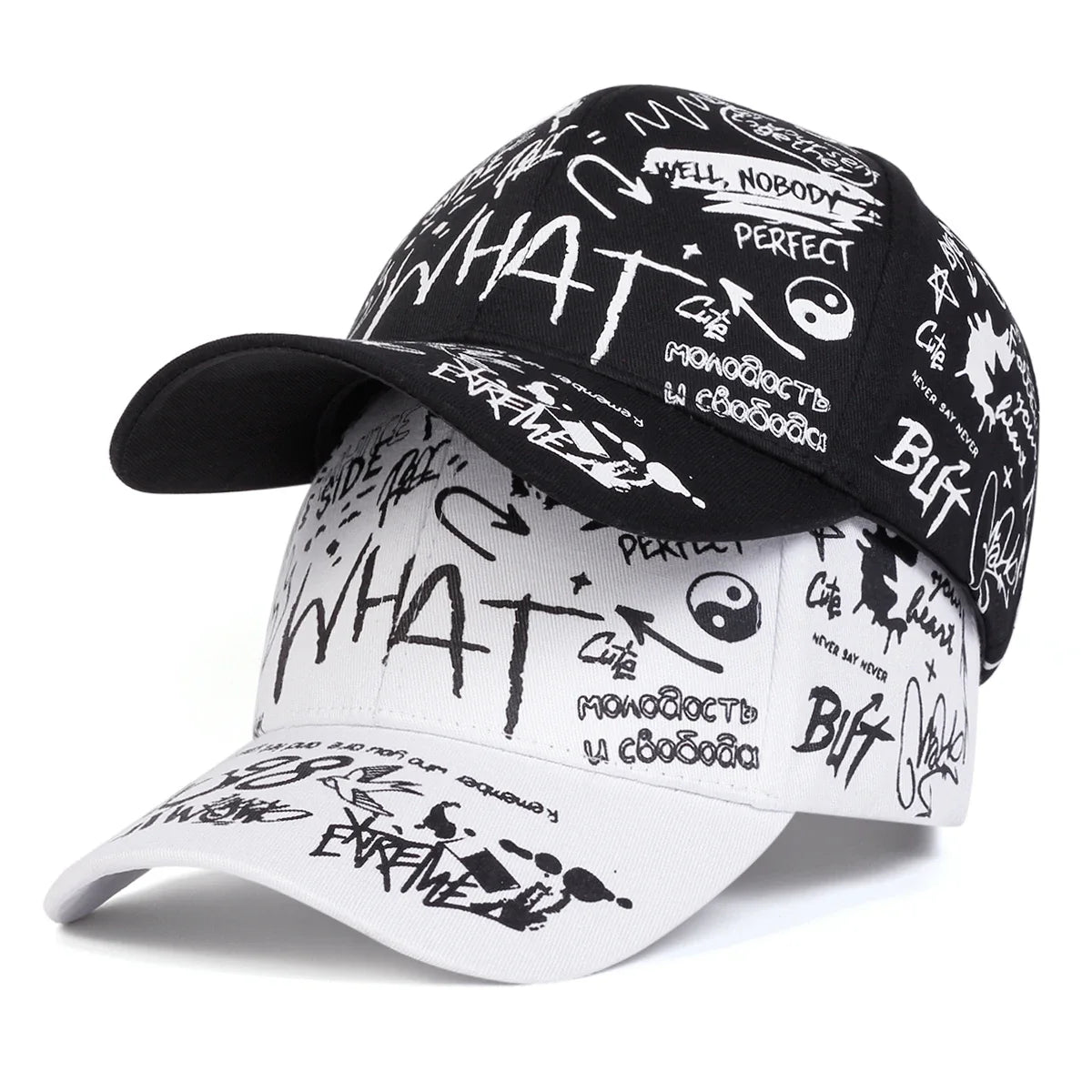 Unisex What Gossip Graffiti Print Baseball Caps Spring Autumn Outdoor Adjustable Casual Hats Sunscreen Hat