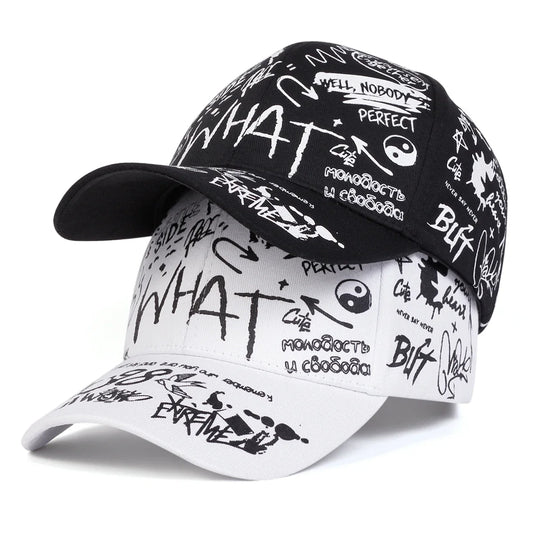 Unisex What Gossip Graffiti Print Baseball Caps Spring Autumn Outdoor Adjustable Casual Hats Sunscreen Hat