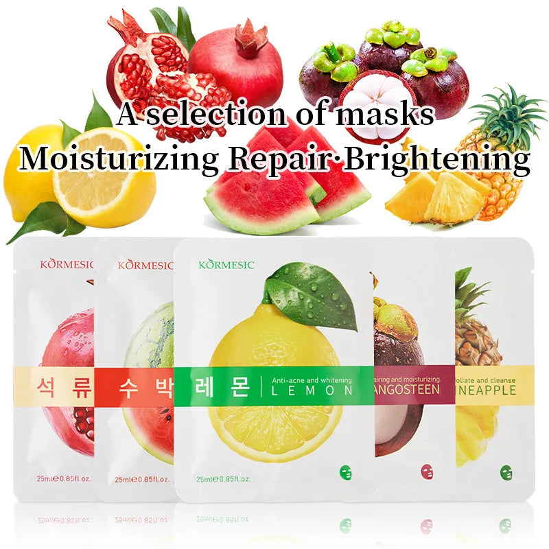 5pcs Kormesic Fruit-Infused Hydrating Face Mask Moisturizing Nourishing Hydrating Facial Skin Care Products