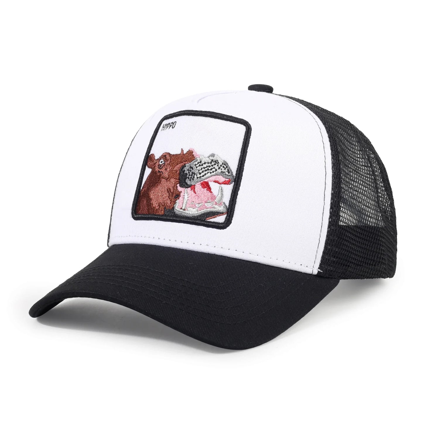Men's Cartoon Animal Embroidered Baseball Caps Male Snapback Mesh Hats Hip Hop Caps for Men Female Outdoor Mesh Sun Hat