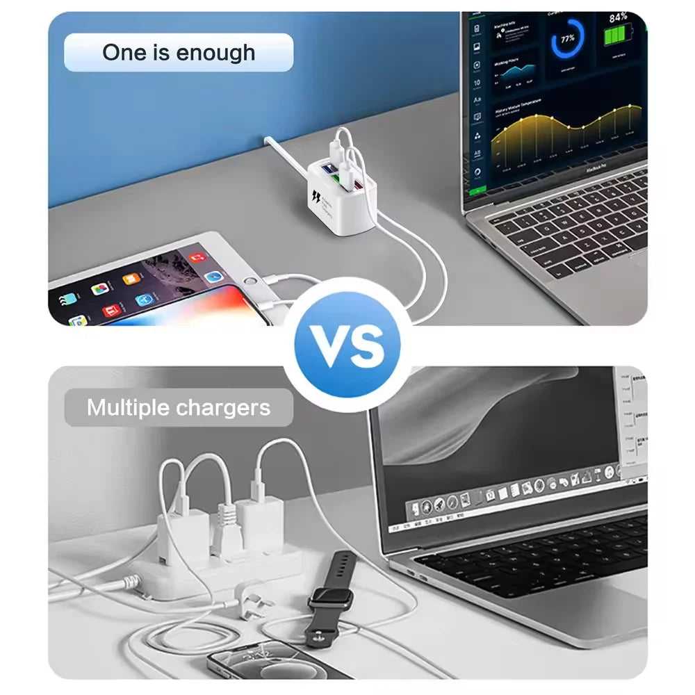 Elough 6 USB Charger Power Strip Desktop Fast Charging EU/US Plug Wall Phone Charger Adapter Electric Socket HUB Splitter 1M
