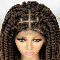 16" Full Lace Twisted Braided Wigs for Black Women Synthetic HD Lace Front Braids Wigs with Baby Hair Natural Lace Braiding Wigs