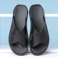 2025 Summer New Men's Slippers Fashion Leather Casual Slipper Outdoor Non Slip Flat Beach Sandals for Men Designer Male Shoes